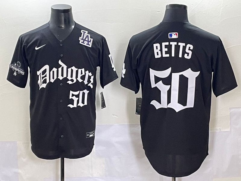 Men 2025 Los Angeles Dodgers #50 Betts Black Seventh generation Joint Name Nike MLB Jersey style 11->los angeles dodgers->MLB Jersey